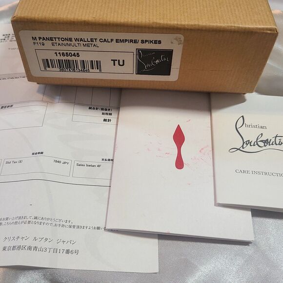 Christian Louboutin Gray Leather Silver Studded Panettone Long Wallet & Box VGUC - Picture 10 of 11